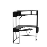 SEDETA Corner Desk, Small Computer Desk with Hutch & LED Lights, Triangle Corner Computer Desk with Keyboard Tray, Storage Bag, and Headphone Hook for Small Space, Small Office Desk, Black SEDETA