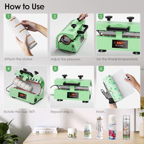 SLIMSTY Tumbler Heat Press Machine,110V Auto Timer Cup Mug Heat Press Machine for 11-30oz Sublimation Straight Tumbler Bottles,Ceramic Mugs,Glass Cans Heat Transfer Print with Temp&Timer Setting SLIMSTY