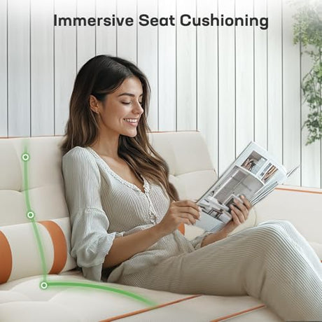 Marsail 3-in-1 Convertible Futon Sleeper Sofa Bed, Pull Out Couch with Adjustable Backrest, USB Charging & Side Pockets, Velvet Fabric Sofa Loveseat for Living Room, Apartment, Ivory White Marsail
