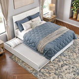 AFI Canyon Queen Farmhouse Solid Wood Platform Bed with Footboard & Twin XL Trundle, White AFI