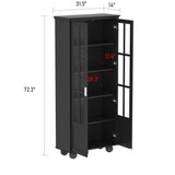 ECACAD 5-Tier Black Bookcase with Acrylic Doors for Versatile Storage and Display ECACAD