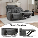 CANMOV Manual Recliner Sofa Set, Fabric Home Theater Seating with Side Pockets and Cup Holders, 2 Seat Reclining Couch for Living Room, Office, Dark Grey