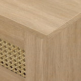 Walker Edison Modern Rattan Flip-Down-Door Wall-Mounted Floating Stand for TVs up to 80 Inches, 70 Inch, Coastal Oak Walker Edison