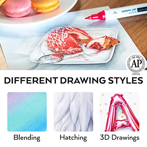 ARTEZA Art Alcohol Markers Set of 120 Colors, EverBlend Dual Tip Markers with 144-Slot Organizer, Fine and Broad Chisel Nib ARTEZA