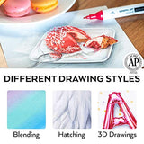 ARTEZA Art Alcohol Markers Set of 120 Colors, EverBlend Dual Tip Markers with 144-Slot Organizer, Fine and Broad Chisel Nib ARTEZA