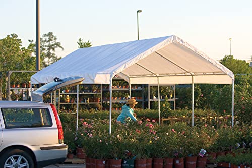 ShelterLogic 10' x 20' MaxAP Large Portable Garage 2in1 Kit Heavy-Duty Steel Frame Outdoor Canopy, Gazebo, or Carport Tent with Enclosure for Car, SUV, Truck, Boat, Tractor, White ShelterLogic