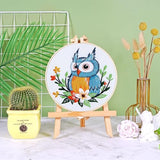 KESTAR Embroidery Starter Kit, Owl Flower Embroidery Kit for Adults Beginners, Cross Stitch Kits with Embroidery Cloth Hoops Needles Instruction and Threader