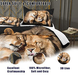 Bodhi Lover Couple Lion Comforter Set King Soft Microfiber Lion Bedding Set King Size Animal Comforter Set with Pillowcases,1 Comforter+2 Pillow Shams #4004 Bodhi