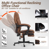 WENTUM Massage Office Chair with Foot Rest, 6 Points Vibration Heating Executive Chairs Ergonomic Home Office Desk Chair with Reclining Backrest, Adjustable Arms and Lumbar Support-Brown WENTUM
