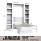 Oakland Living Easy-Lift Twin Murphy Wall Bed in Natural Brown Wood Grain with Two Bookshelves Oakland Living