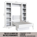 Oakland Living Easy-Lift Twin Murphy Wall Bed in Black with Two Bookshelves Oakland Living
