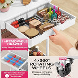 Goovilla Rolling Makeup Organizer Cart with Removable Drawer, 3 Tier Stable White Floor Skincare Storage Cart for Vanity, Cosmetic Display, Nail Polish, Perfume, Hair Stuff, Beauty, Bathroom(Plastic)