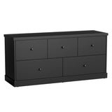 JUMMICO Dresser for Bedroom, Wide Chest of Drawers with 5 Wood Dresser Drawers, TV Stand, Modern Design for Bedroom, Living Room, Hallway, and Entryway (Black) JUMMICO