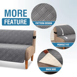 H.VERSAILTEX 100% Waterproof Futon Cover Reversible Futon Slipcover Armless Sofa Slipcover Furniture Protector Seat Width Up to 70" Washable with Adjustable Elastic Strap Anti-Slip, Grey/Beige H.VERSAILTEX