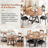 Round Dining Table Set for 4, Kitchen Table and Chairs for 4, Circle Table Round Pedestal Dining Room Dinner Dinette Table Set,5 Piece Space Saving Wood Kitchen & Dining Room Tables Set Furniture Jocoevol