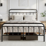 Novilla Metal Bed Frame Queen Size - Modern Minimalist Victorian Style with Headboard/Footboard, Heavy-Duty Steel Slats/Underbed Storage/No Box Spring Needed/Easy Assembly/Noise Free/Black Novilla