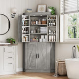 Jocoevol Corner Kitchen Pantry Storage Cabinet with Doors, Kitchen Hutch, 71'' Tall Food Storage Cabinet Furniture for Living Room, Dining Room (Grey) Jocoevol