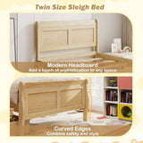Giantex Twin Bed with 2 Storage Drawers, Wood Platform Bed with Headboard & Footboard, Wooden Slats Support Mattress Foundation, Twin Bed Frames for Kids Teens Adults, No Box Spring Needed (Natural) Giantex