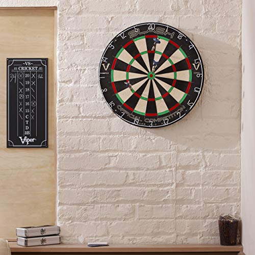 Viper Slash Official Competition Bristle Steel Tip Dartboard, WDF Accredited with Staple-Free Ultra-Thin Metal Wiring, Self-Healing Professional-Grade African Sisal, Magnetic Dart Holders,Black Viper