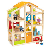 PIDOKO KIDS Skylar Wooden Dollhouse - Includes 20 Pcs Furniture Accessories, 5 Family Dolls and a Pet Dog - Wood Doll House for 3 4-5 Year Old Girls Pidoko Kids