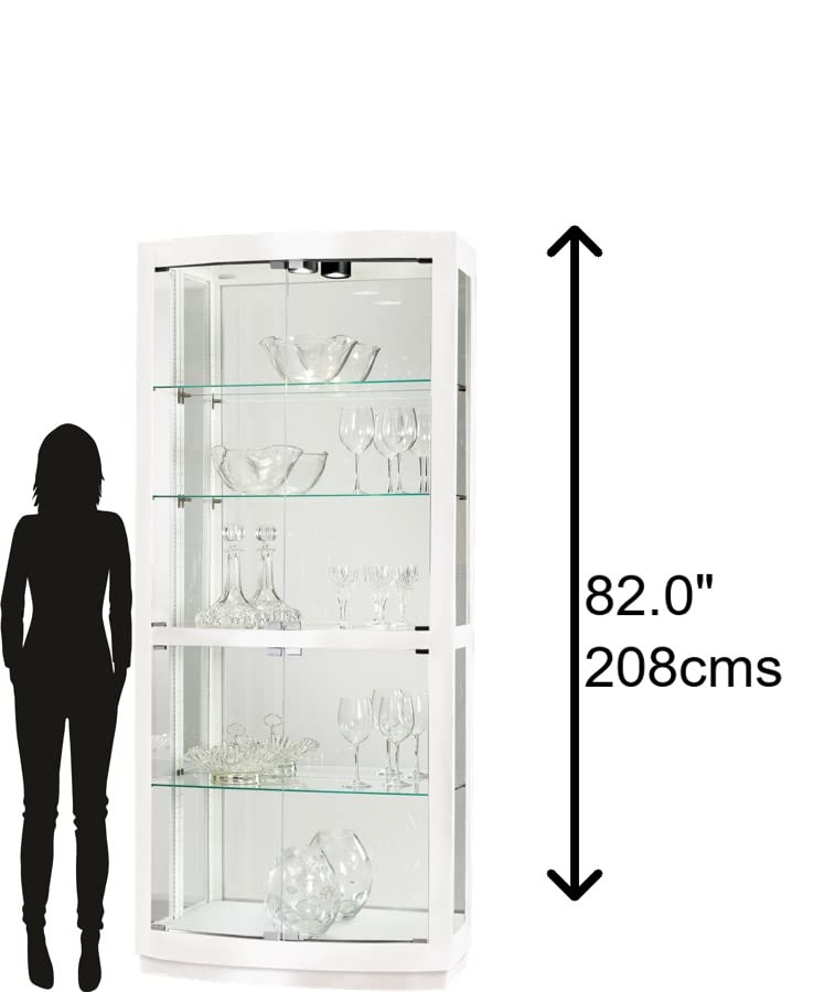 Howard Miller Hubel Curio Cabinet II 549-250 – Gloss White Finish Home Decor, Four Glass Shelves, Five Level Display Case with Halogen Light Switch Howard Miller