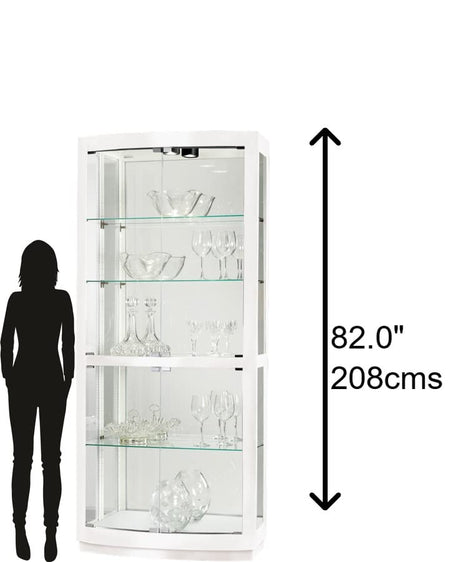 Howard Miller Hubel Curio Cabinet II 549-250 – Gloss White Finish Home Decor, Four Glass Shelves, Five Level Display Case with Halogen Light Switch Howard Miller