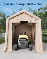 7X10 FT Heavy-Duty Portable Outdoor Storage Shed with Roll-Up Zipper Door & Vent, 240g Waterproof Carport Storage Shelter, UV-Resistant Canopy for Motorcycle, Firewood, Tools -Gray ﻿ ActiveTrail