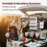 Poolin EOM 15-Needle Commercial Embroidery Machine,14.2"x9.5" Large Embroidery Area for Small Business User Friendly,for Hats,Cap & 3D Caps & Daily Orders,Auto Color Change & Trim,WiFi/USB Transfer