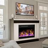 23“ Electric Fireplace Insert, 1500W/1000W Electric Fireplace Heater for Indoor Use with 12 Colors Adjustable Flame, Fireplace Stove for Home Office, Fake Fireplace with Remote Control CUOZOVA