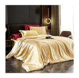 NEHXMA Bedding,Queen King Bed Set,Bedding Four-Piece Solid Silk Bedding Set with Duvet Cover Bed Sheet Pillowcases Luxury Satin Single Double Bedsheet King Queen(Wine Red,Full Size 3pcs) NEHXMA
