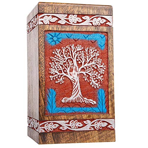 STAR INDIA CRAFT SIC Rosewood Hand Engraved Urn for Human Ashes Adult Female & Male or Pets, Peaceful Funeral Keepsake Decorative Wooden Box, Burial - WoodArtSupply