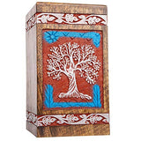 STAR INDIA CRAFT SIC Rosewood Hand Engraved Urn for Human Ashes Adult Female & Male or Pets, Peaceful Funeral Keepsake Decorative Wooden Box, Burial STAR INDIA CRAFT