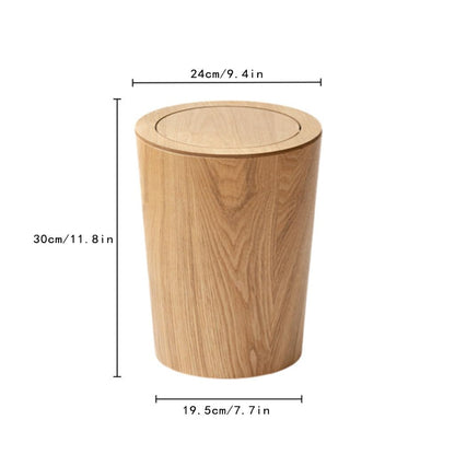 MOOTEK Round Wood Trash Can with Lid, Japanese-Style Natural Wood Garbage Recycling Bin, Wood Waste Bin with Swing Lid, for Bathrooms, Powder Room, Kitchen, Home Office - WoodArtSupply