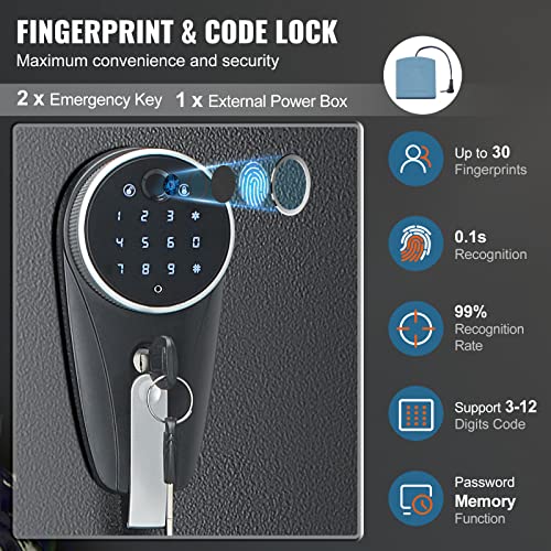 VEVOR 7-8 Rifles Gun Safe, Rifle Safe with Digital Keypad & Lock, Gun Storage Cabinet with Built-in Storage Locker, Removable Storage Shelf for Home Long Gun and Pistols VEVOR