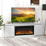 Tangkula Fireplace TV Stand for TVs up to 80", 70" Media Console Table with 36" Electric Fireplace, 3 Adjustable Shelves, Anti-Tipping Kits & Soft Close Hinges, Entertainment Center (White) Tangkula