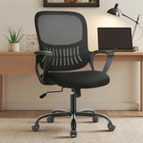 Sweetcrispy Home Office Managerial Executive Chair with Ergonomic Design, Mid-Back Mesh Swivel, Comfortable Lumbar Support, Comfy Arms for Bedroom,Study,Student, Black Sweetcrispy
