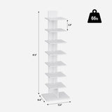 TUTOTAK Vertical Bookshelf, 8-Tier Bookcase, Narrow Spine Book Shelf for Small Space, Corner Standing Shelf for Living Room, Office, Study, Entryway, White BS06BW008 TUTOTAK