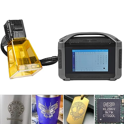 WTTTOOLS Handheld Fiber Laser Engraver 50W(0.39mW) Laser Marking Machine Portable MAX Laser Engraving Machine with 100 * 100mm Lens Battery/AC Dual Power Class 1 for Metal Non-Metal Material WTTTOOLS