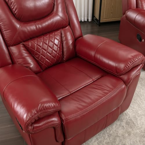 ERYE Manual Recliner Chair with LED Light Strip for Living Room, Bedroom, Manual Reclining Home Theater Seating Armchair, Faux Leather Tufted