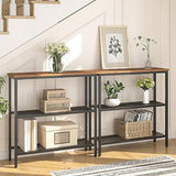 HOOBRO 29.5" Narrow Console Table, Set of 2, Entryway Table with Shelves, Thin Sofa Table, Behind Couch Table, Display Side Table, for Hallway, Entrance, Living Room, Rustic Brown and Black BF73XGP201 HOOBRO