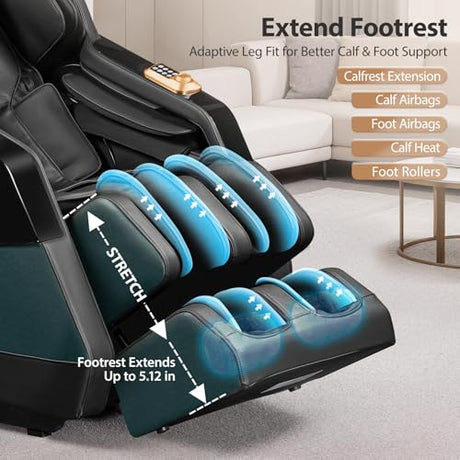 Gethope Massage Chair Full Body 4D Zero Gravity Massage Chair Recliner with 57.1" SL-Track Shiatsu Massage Lumbar Heat 40 Airbags Foot Rollers AI Voice 7" Touchscreen Bluetooth Gethope