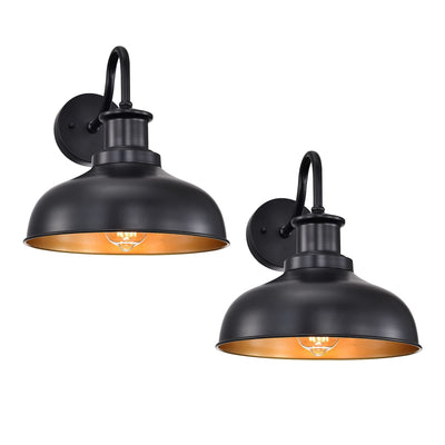 Diyel Outdoor Barn Lights, Farmhouse Outdoor Wall Sconces, Rustic Exterior Wall Mount Lights, Vintage Outside Lighting Fixtures, Industrial Black Gold Lanterns for Barn Shed Porch Garage Patio, 2 Pack