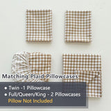 NSNLGSGC Tan Gingham Full Sheet Set, Soft Brushed Microfiber Taupe Plaid Full Bed Sheets, 4-Pieces Brown Grid Sheet Set with Deep Pocket NSNLGSGC