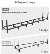 BALIE SPACE 8ft Outdoor Firewood Rack Holder with 14 Support Legs for Indoor Fire Wood Pile Storage, Adjustable Heavy Duty Fire Log Stacker Stand Organizer for Fireplace, Black BALIE SPACE