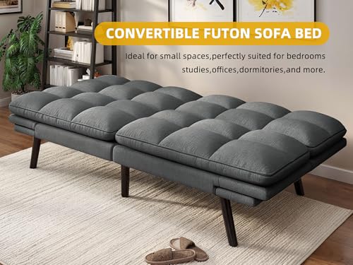 YITAHOME Convertible Futon Sofa Bed, 70" Folding Futon Set for Living Room Home Office Aprtment, Modern Futon Couch with Adjustable Backrest & Armrests, Recliner Lounge, Loveseat Sofa YITAHOME