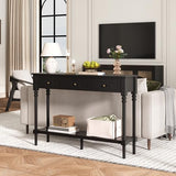 JOINICE Console Tables with Drawers,43" Entryway Table with Shelf and Solid Wood Legs,Narrow Long Sofa Table with Storage, Wood Foyer Tables for Entryway,Living Room,Hallway,Black JOINICE