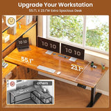 SEDETA 56.7" L Shaped Standing Desk, Reversible Computer Office Desk with Drawers & Hutch, Stand Up Corner Gaming Desks with LED Lights & Power Outlets for Home Office, Rustic Brown SEDETA