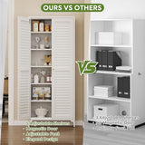 METALYEYE 74" H Kitchen Pantry Storage Cabinet, Metal Storage Cabinets with 5 Adjustable Shelves for Home, Kitchen, Living Room, Required Assembly, White METALYEYE