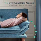 LINSY HOME Futon Sofa Bed, 70" Chenille Futon Couch with Adjustable Backrest Armrest, 3 in 1 Convertible Comfy Loveseat Sleeper Sofa Bed for Small Spaces Dorm Room Apartment Home Office, Blue LINSY HOME