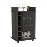 Bar Cart,Serving Cart,Drink Cart,Six Wine Cubbies, Carbon Espresso Finish ieikq